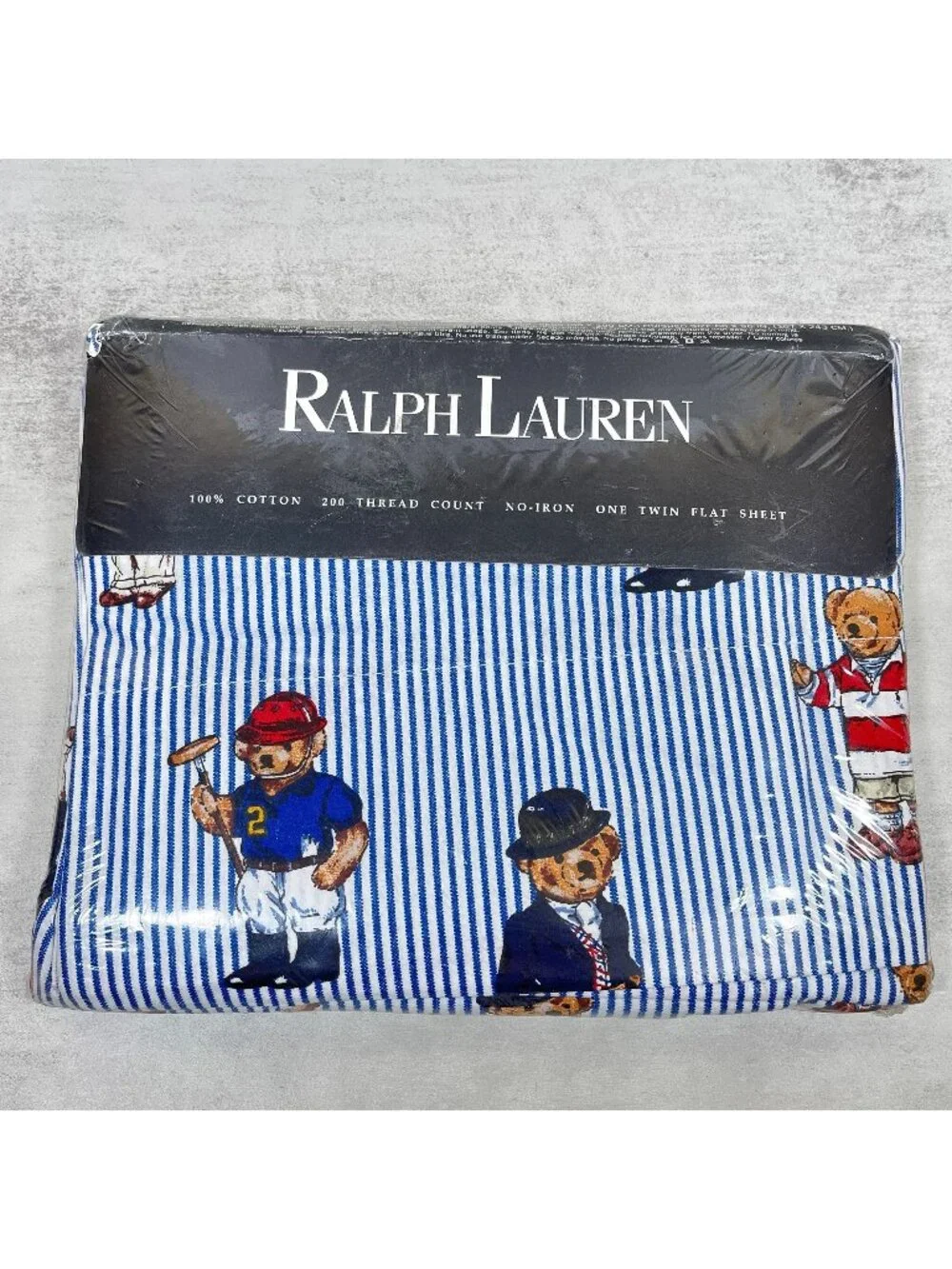 Polo Ralph Lauren Teddy Bear Twin Flat Bed Sheet 200 TC VTG USA